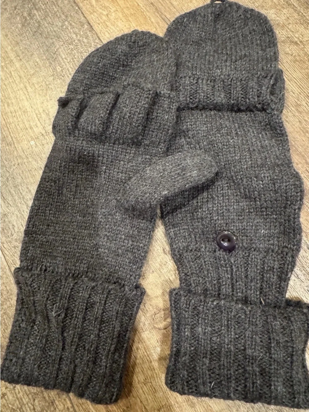 Bloomingdales Womens Knit Fingerless Gloves Convertible Mittens Gray